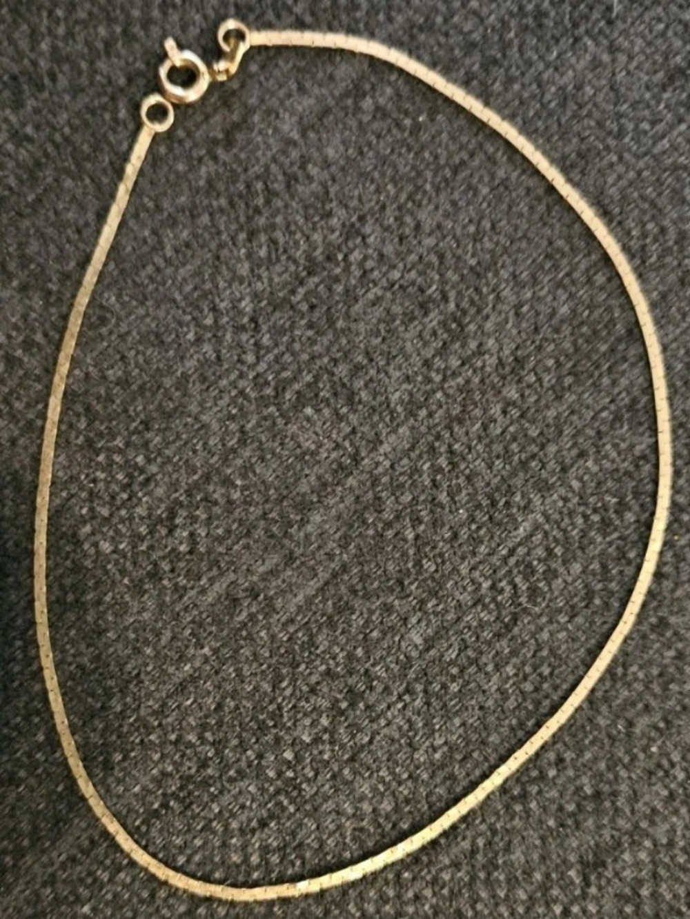 14k Italy OR Stamped; herringbone Anklet-Real 14K Yellow Gold
